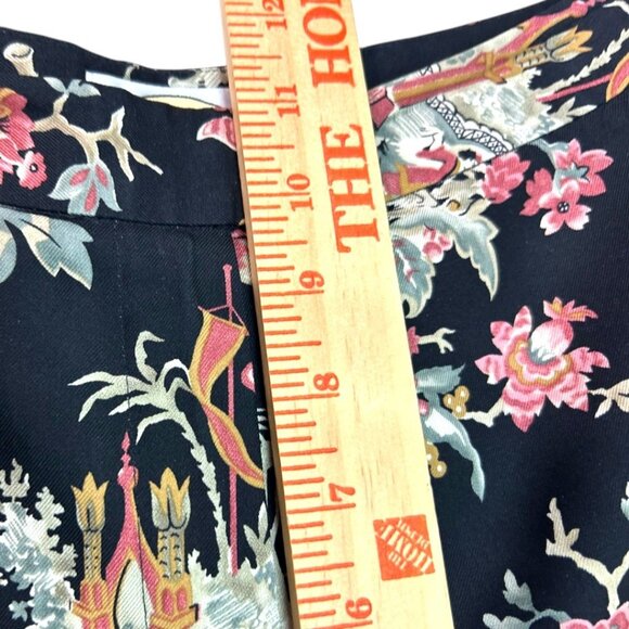 Talbots Petites Black Silk Wool Blend Floral Pants Size‎ 8 Petite - Picture 7 of 8
